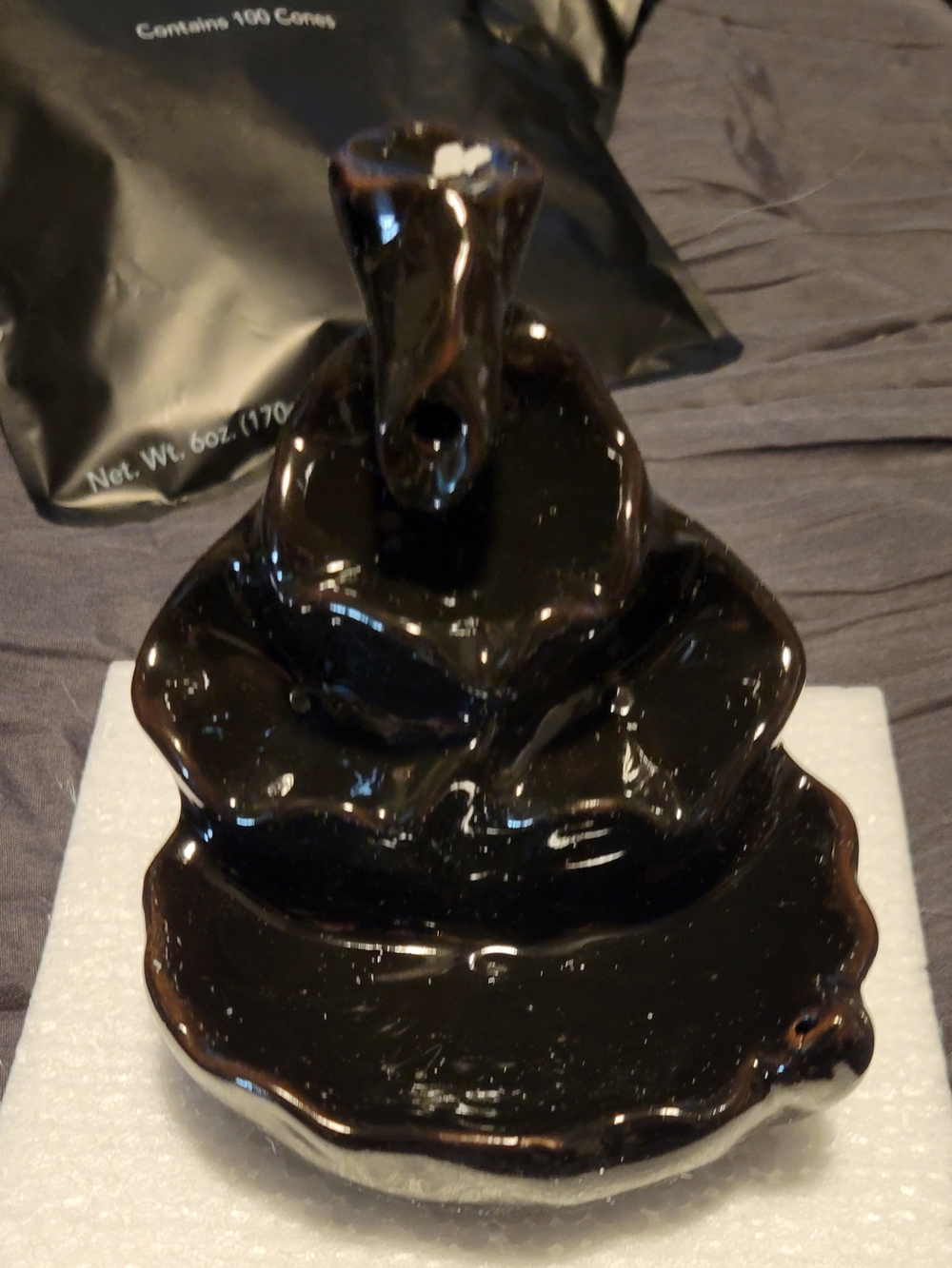 INSCENTS Fountain Black Ceramic Backflow Incense Burner